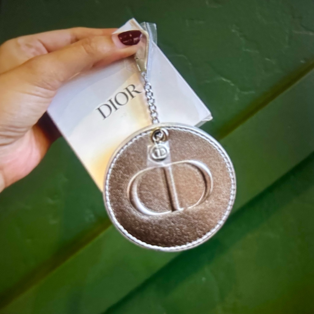 Dior Metallic Silver Key Holder With Mirror Nib